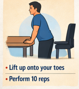 calf raise desk exercise for office workers