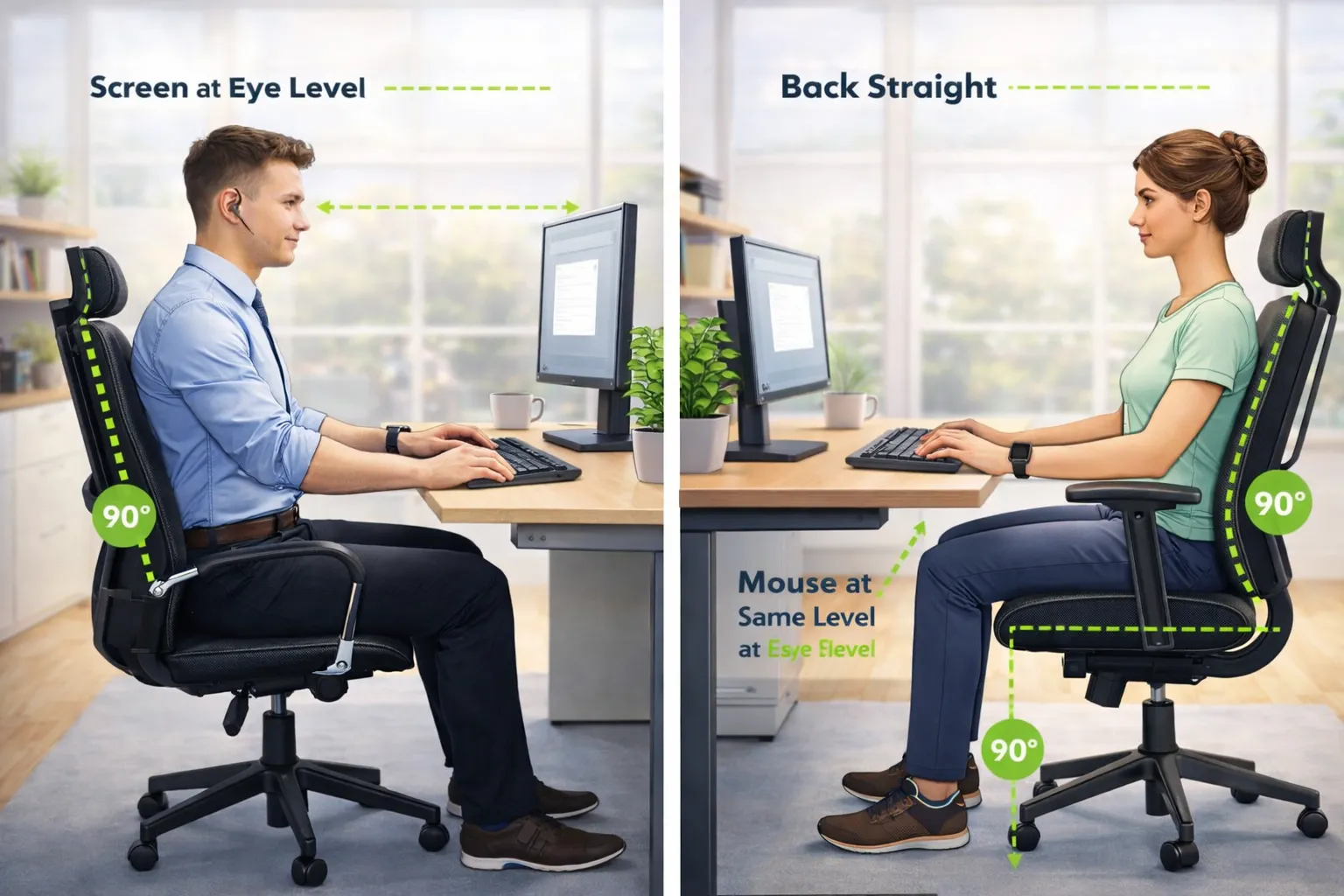 How to sit correctly at a desk for long hours