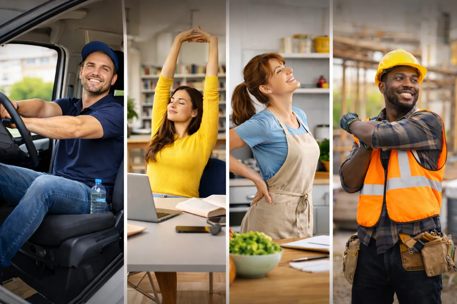 Healthy movement habits for drivers, students, homemakers, and manual workers