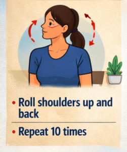 desk exercise shoulder rolls for office workers