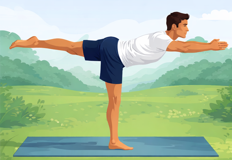 Warrior III for beginners performing Virabhadrasana III yoga pose with proper balance and alignment