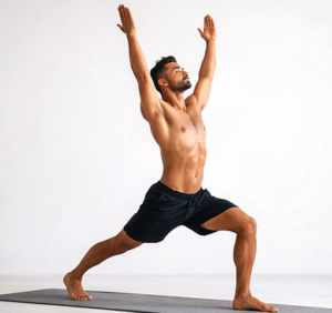 Warrior I yoga pose step by step