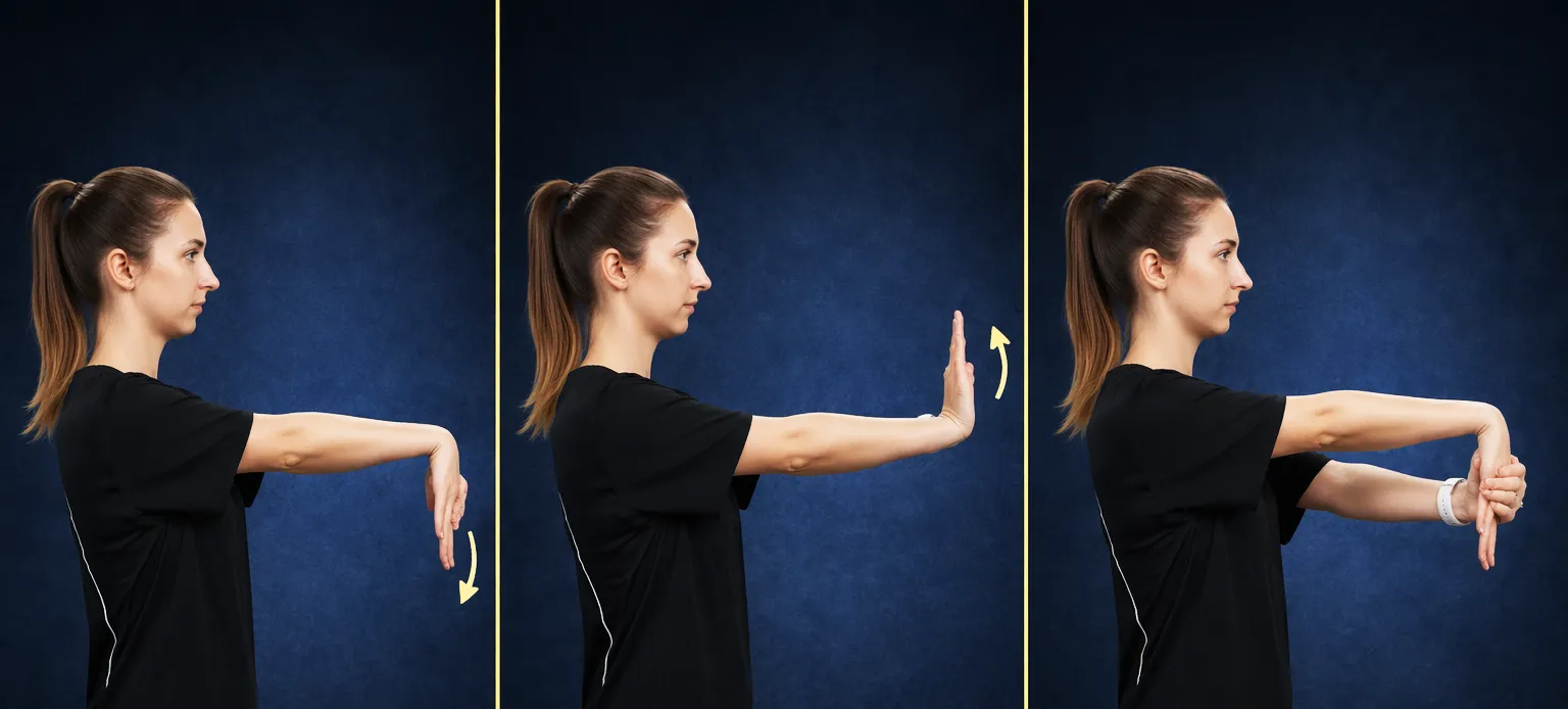 desk exercises for office workers wrist and forearm stretch to reduce strain