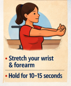 wrist and forearm desk stretch for office workers
