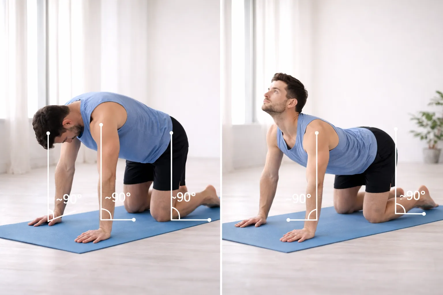 Cat–Cow Stretch yoga sequence for beginners demonstrating spinal movement and breathing