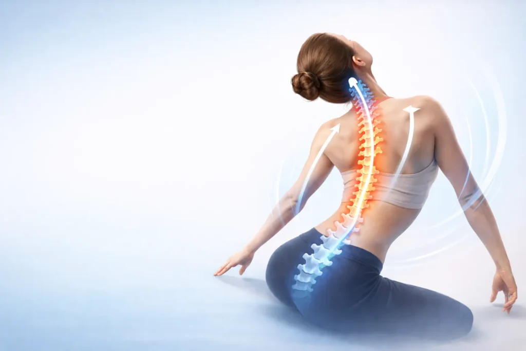 Yoga spine alignment pose for beginners