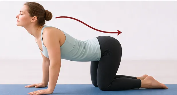 Cow pose inhale spine arch