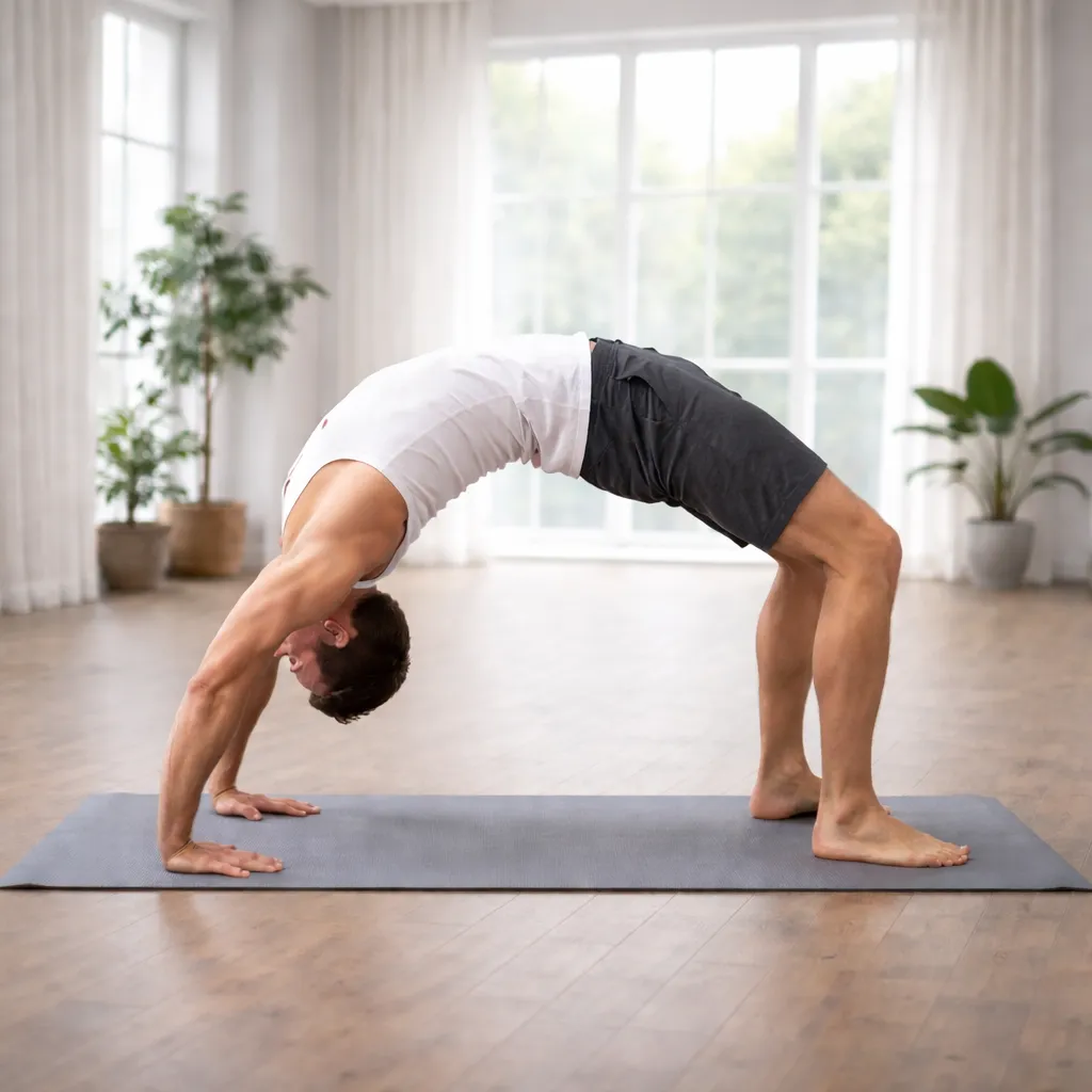 Chakrasana wheel pose enhancing spinal flexibility and body control
