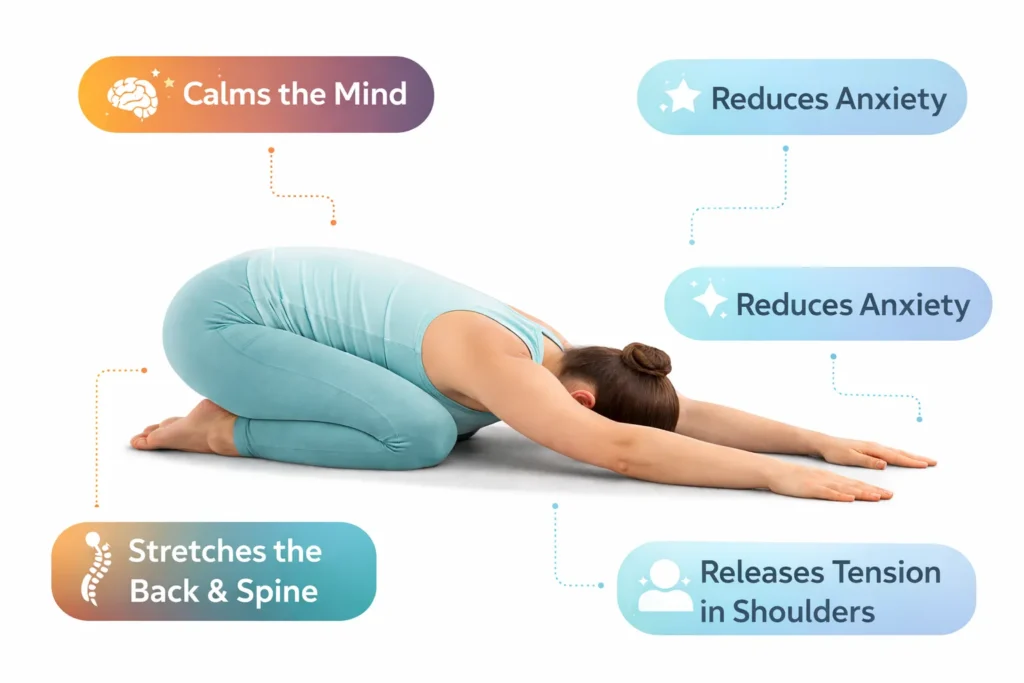 Child’s Pose benefits for mind and body in yoga