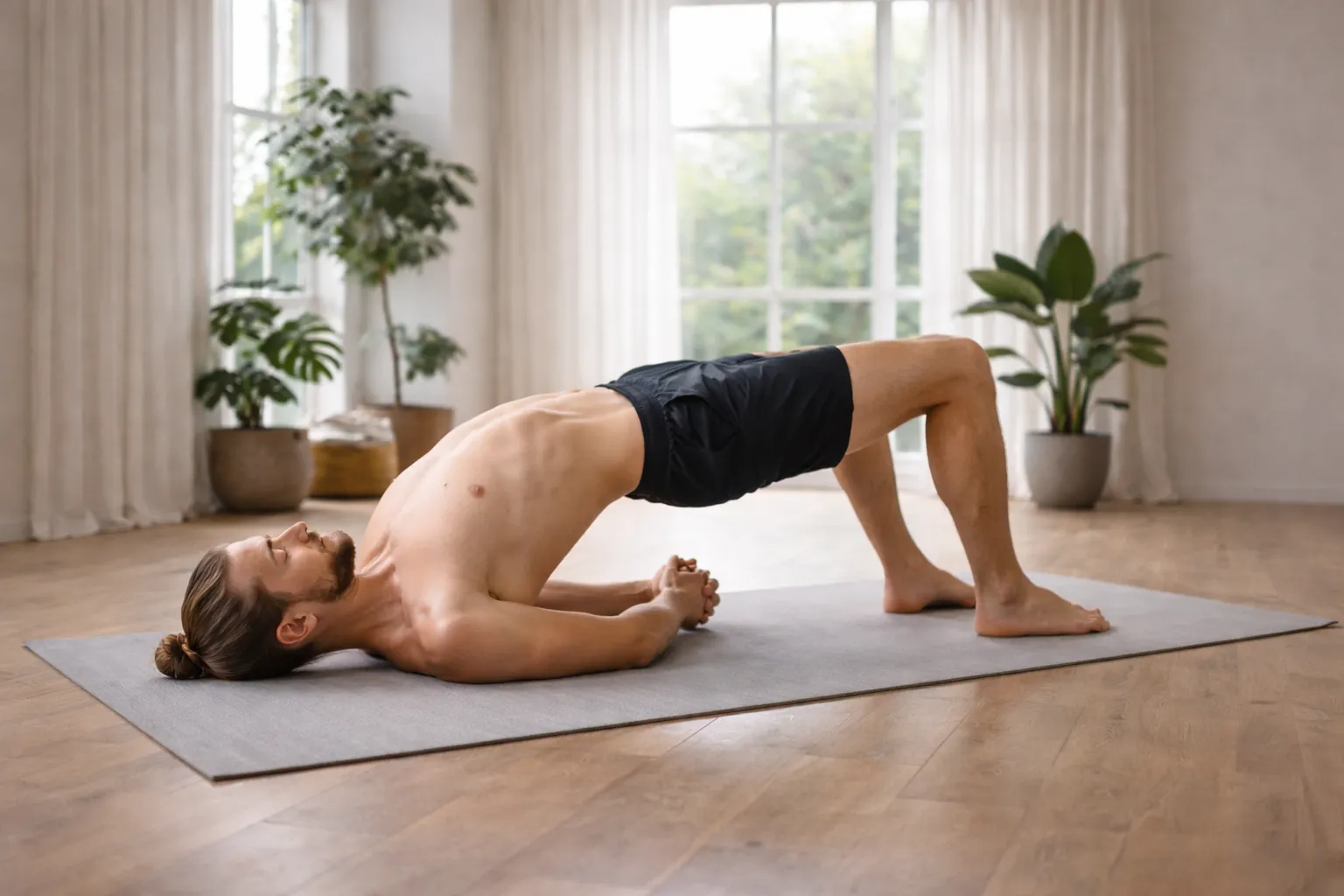 Setu Bandhasana bridge pose for spinal flexibility and lower body strength