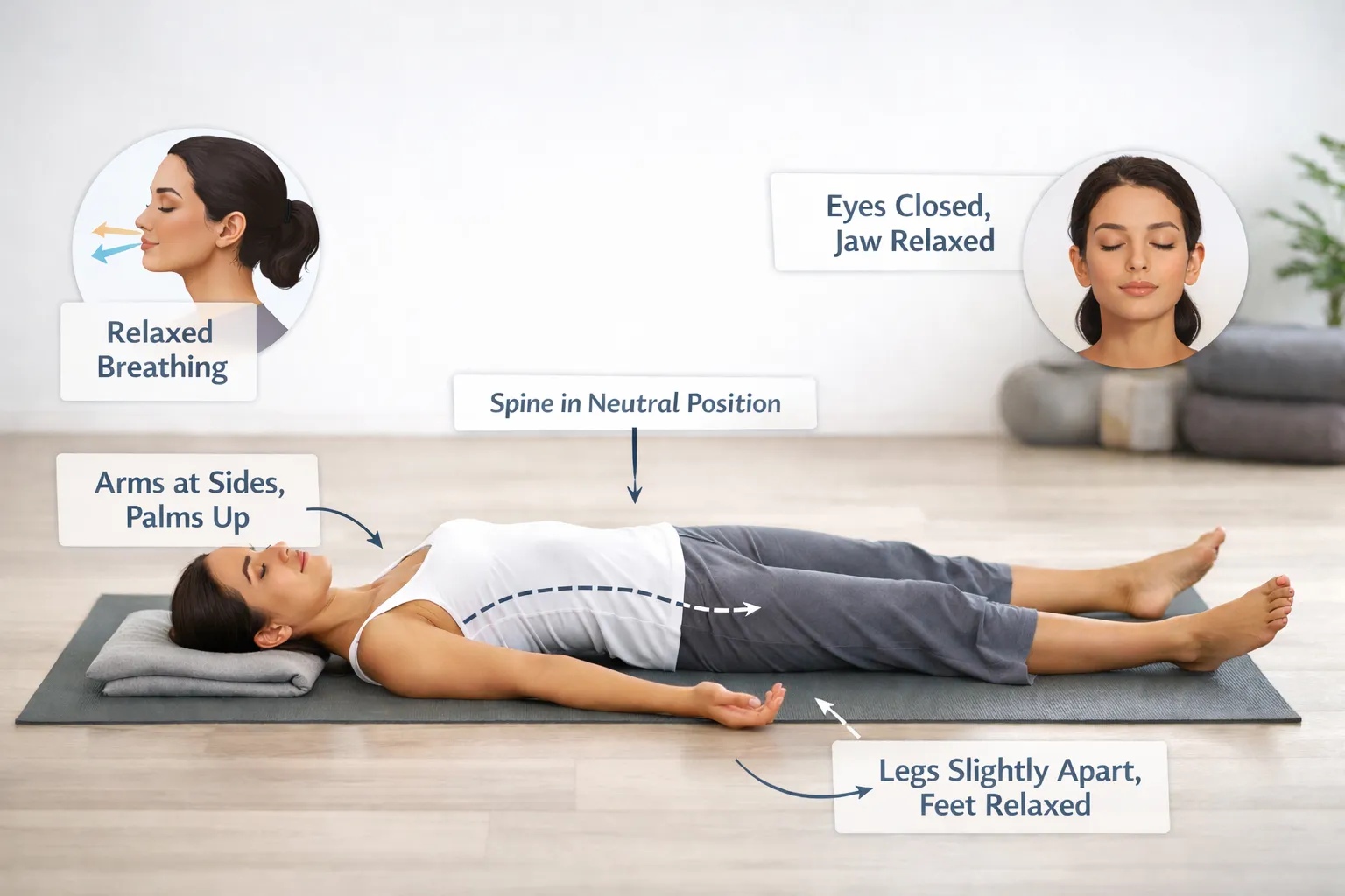 shavasana breathing and body relaxation for calming the nervous system


