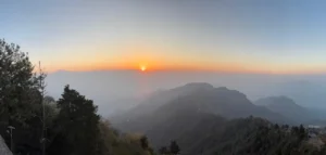 Rishikesh the yoga capital of the world with Himalayan sunrise view
