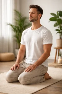 Vajrasana after meals to support digestion and reduce bloating