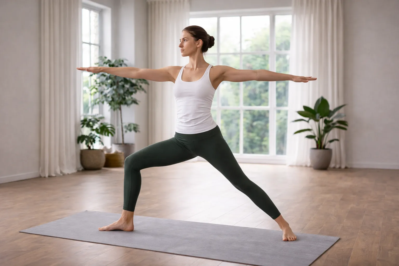 Virabhadrasana warrior pose building strength and confidence