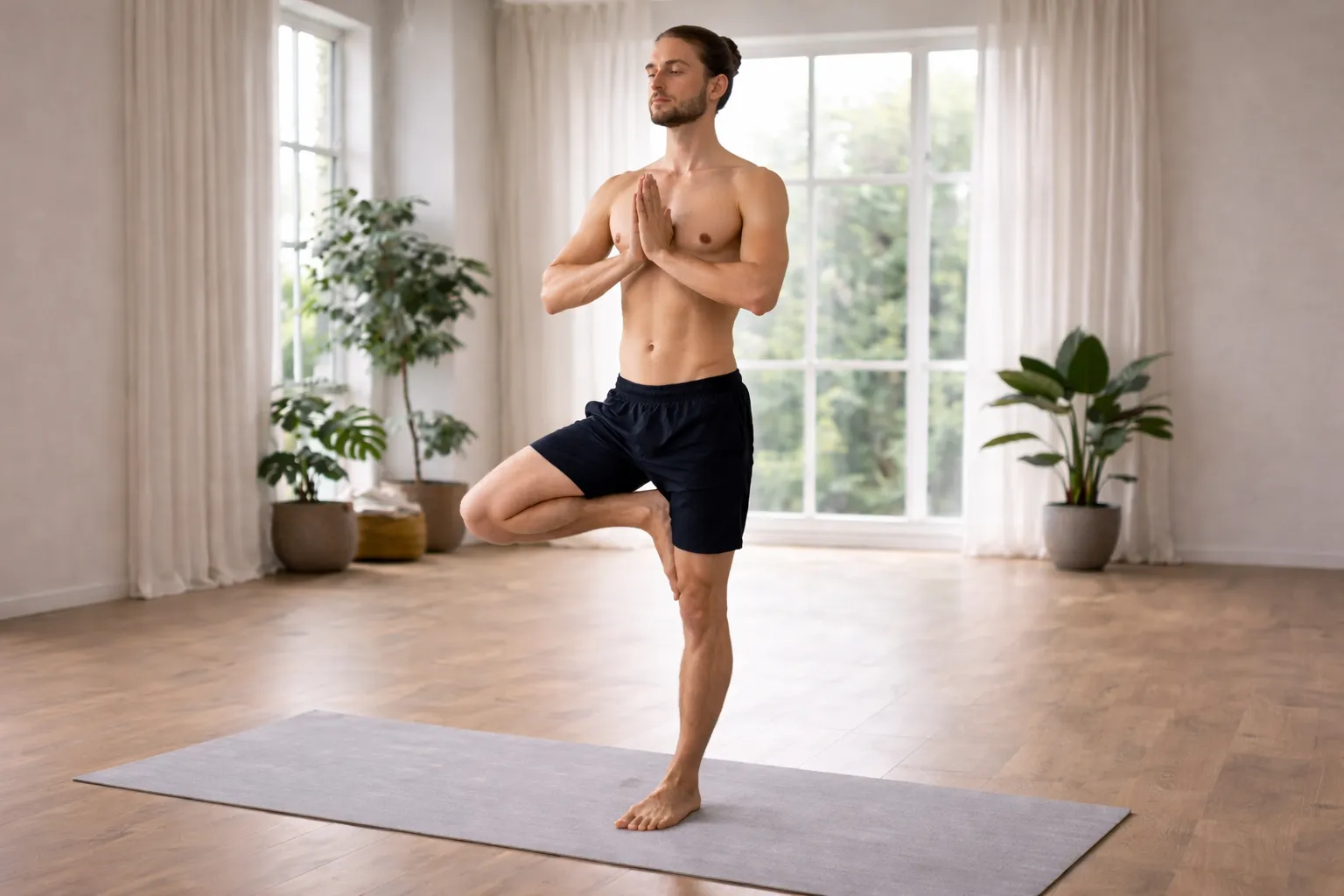 Vrikshasana tree pose improving balance and body stability