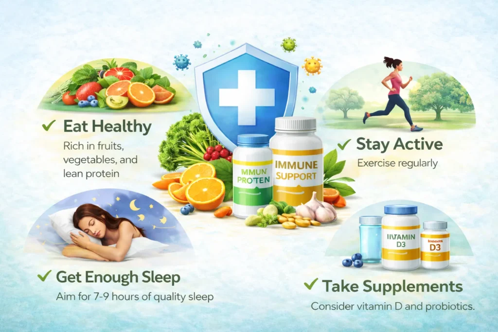 immunity support supplements and healthy lifestyle