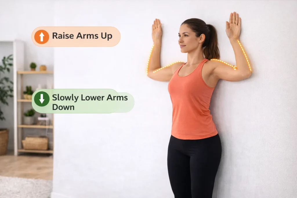 wall angel exercise to improve shoulder mobility and posture