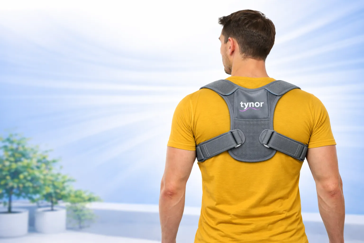 posture corrector belt supporting shoulders and upper back