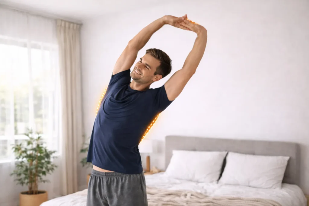 morning back stretch exercise after waking up