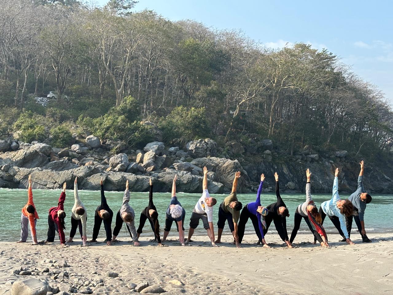 Yoga students group training Rishikesh