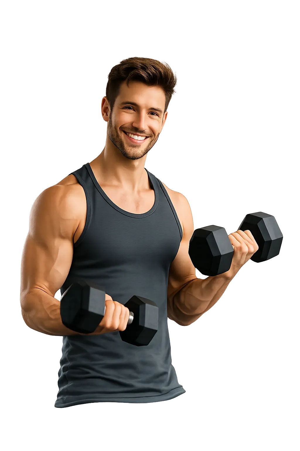 man lifting dumbbell for a muscle-building workout
