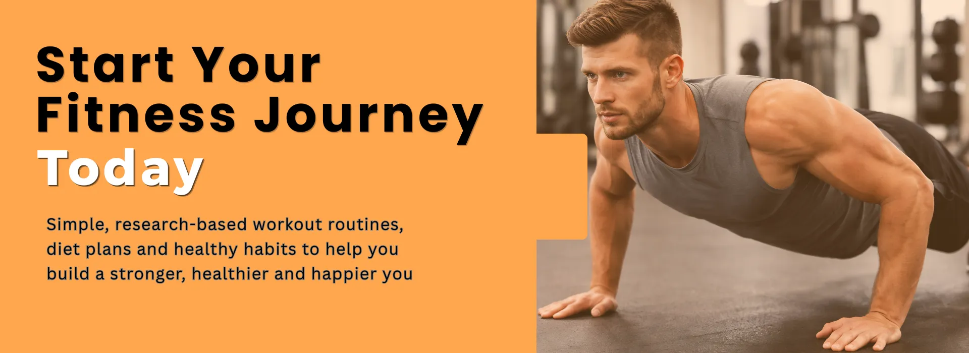 Start your fitness journey, man doing push-up workout
