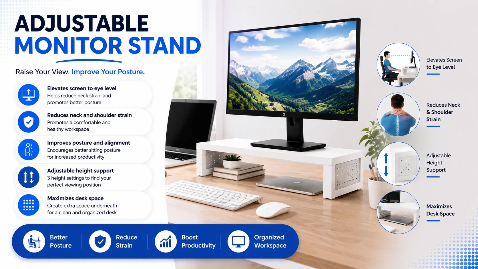 Adjustable Monitor Stand for Desk Setup