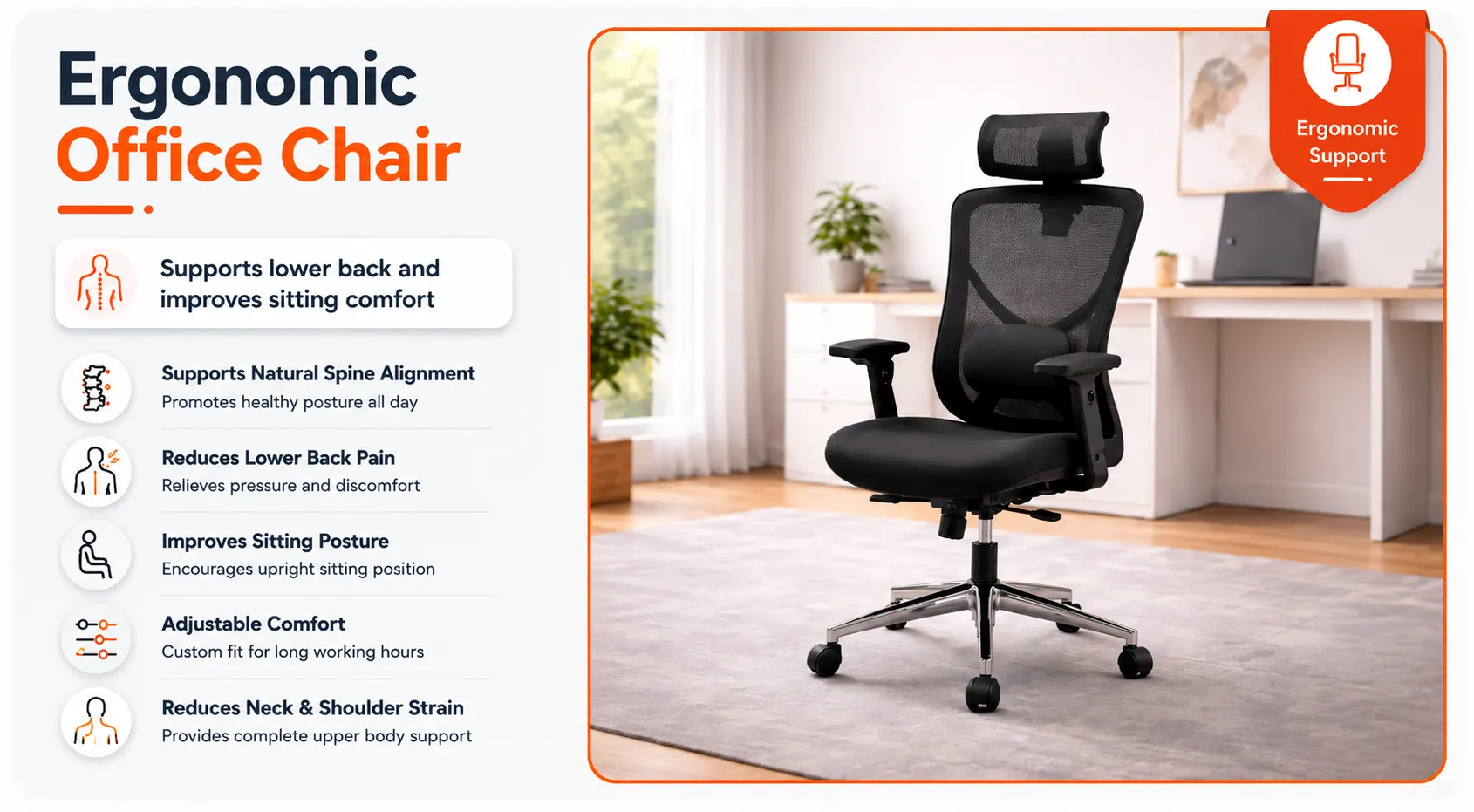 Ergonomic Office Chair for Back Support & Better Posture