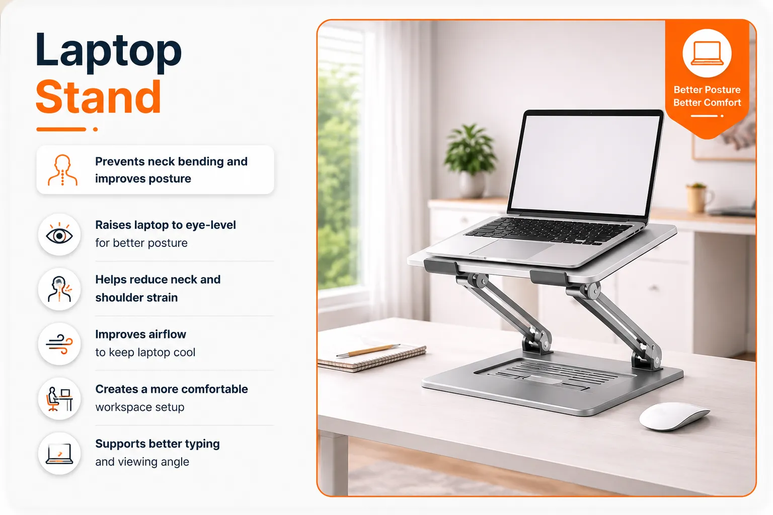Standing desk converter with adjustable sit-stand workstation for better posture and reduced back pain