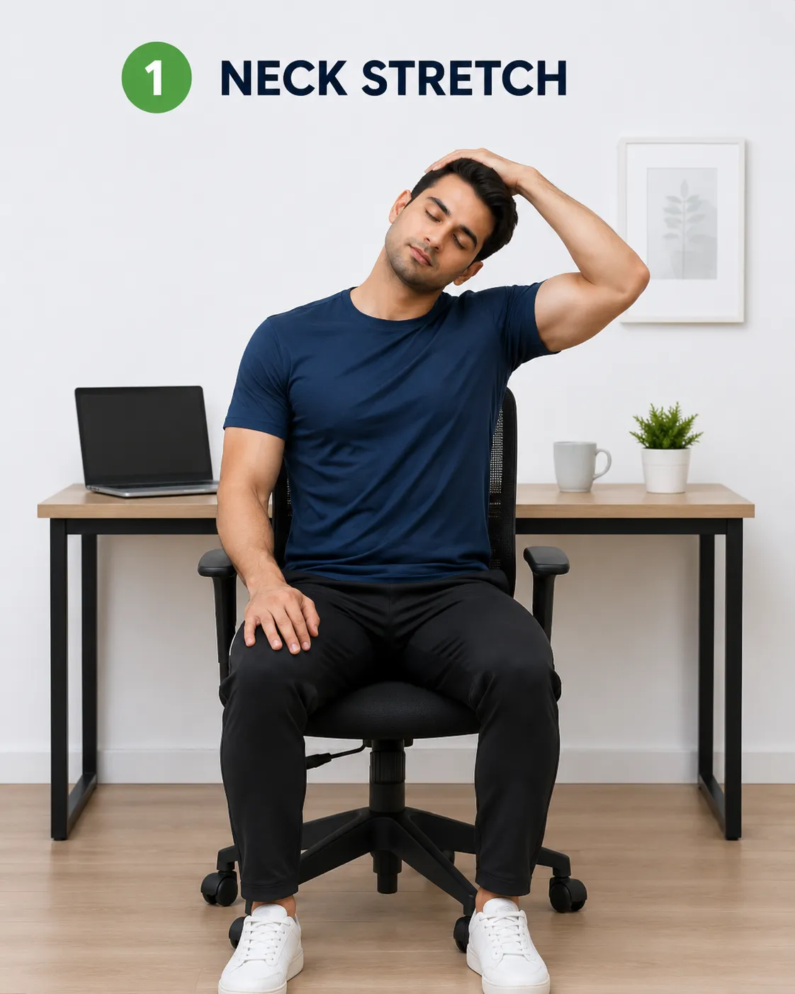 Neck stretch exercise to improve posture and reduce neck stiffness