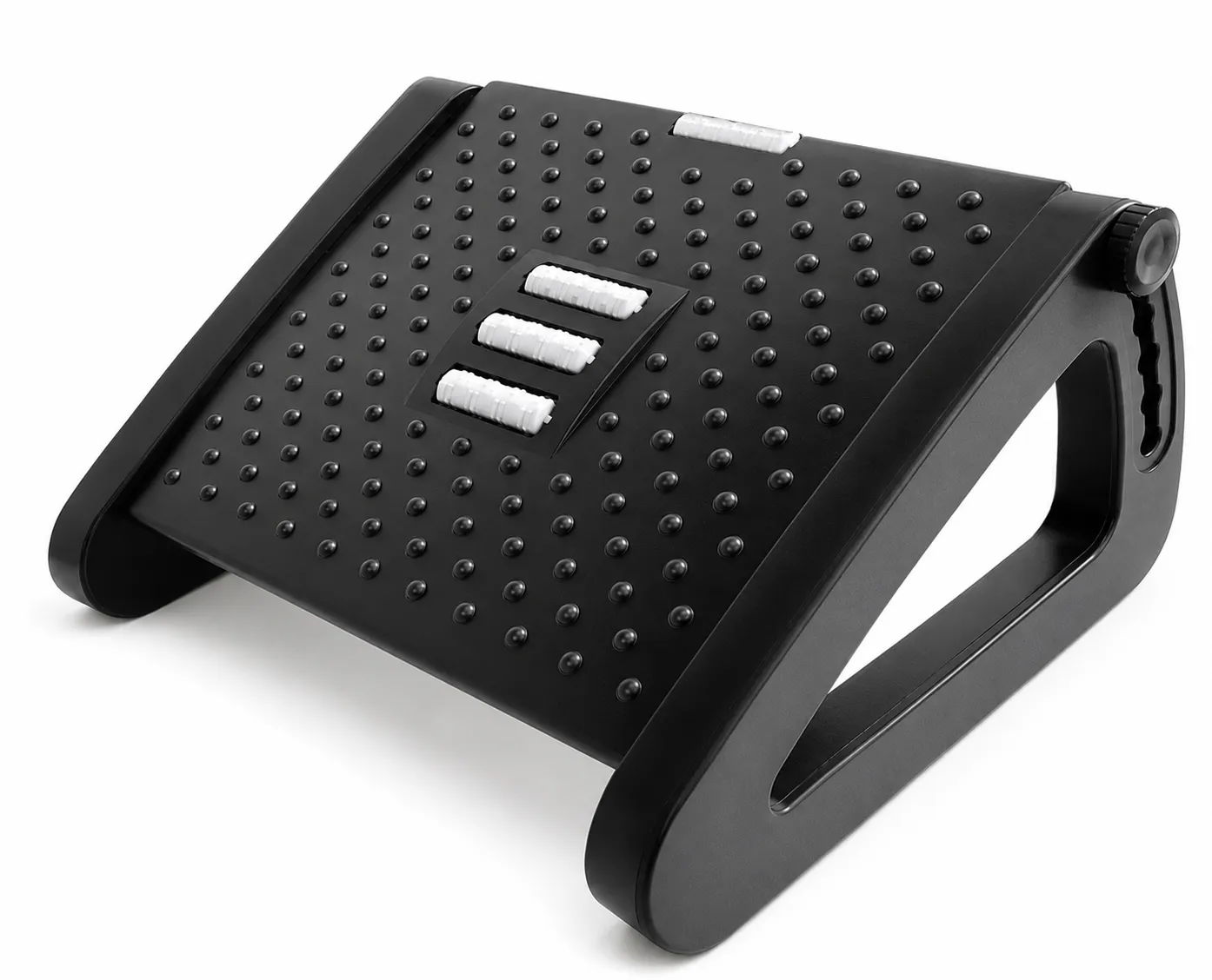Ergonomic footrest with massage rollers for better posture